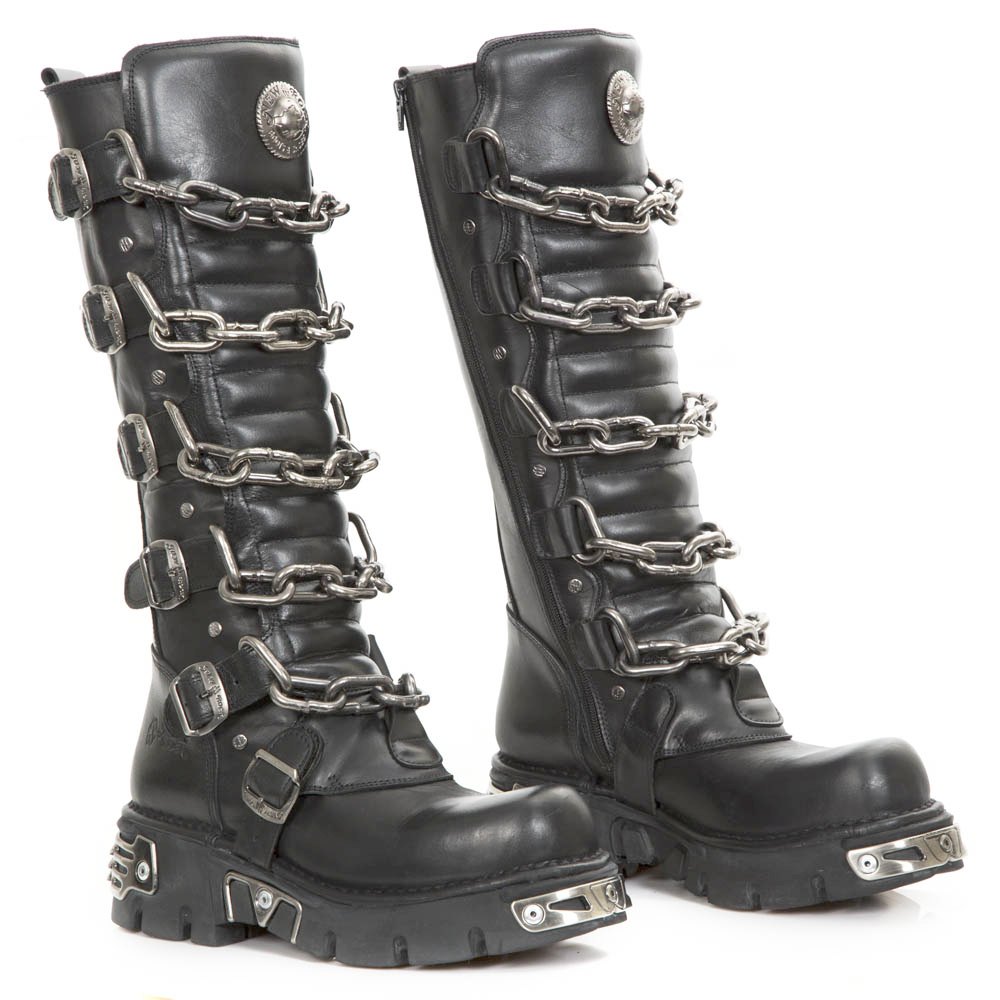 New Rock - M-718-C2 Kniehohe Stiefel - Schwarz